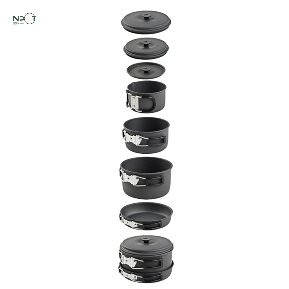 Npot Oem 8piece Camping Cookware Sets Camping Cooking Pots And Pan Set