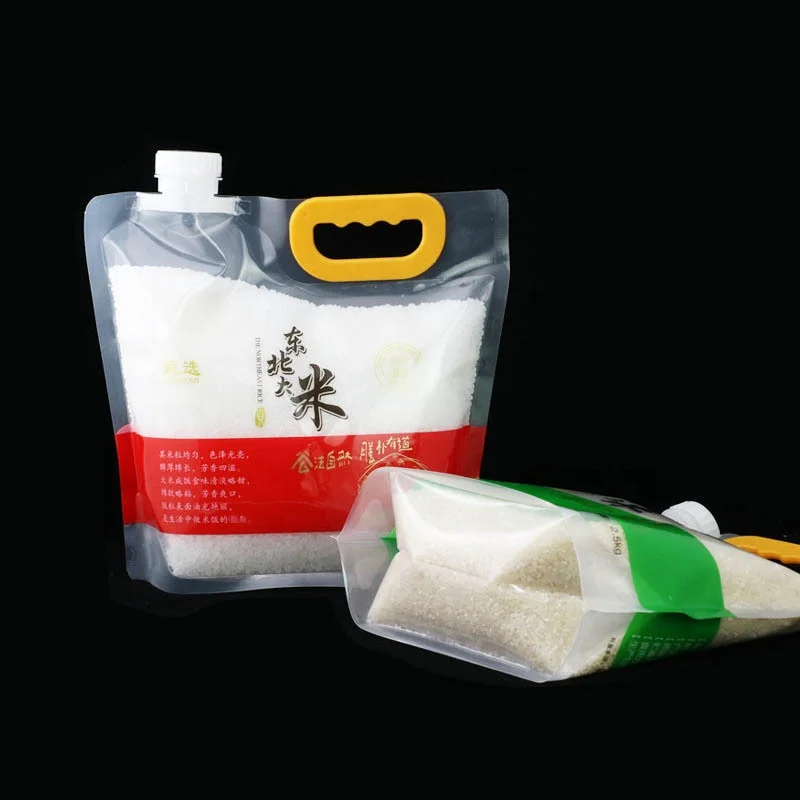 Custom Printed 1kg 2kg 5kg 10kg 25kg Rice Packaging Pouches Handle ...