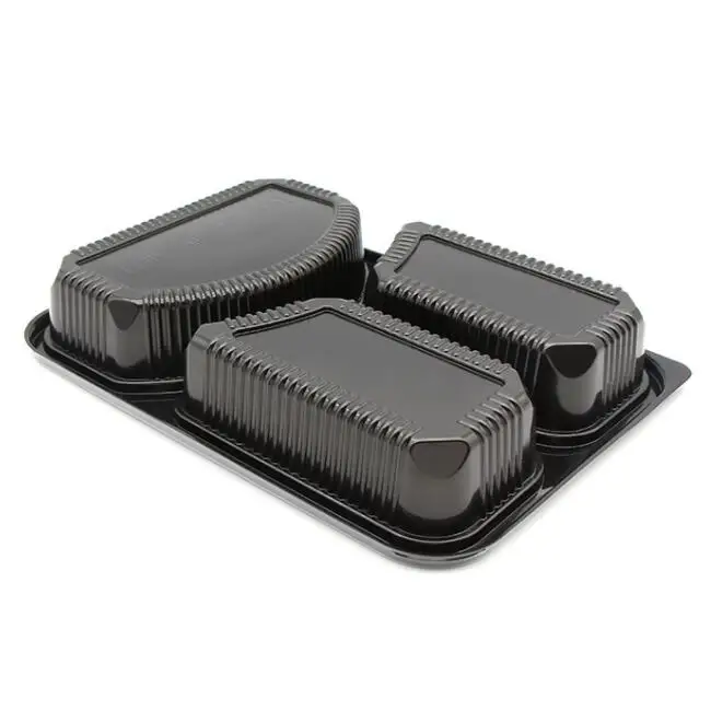 To Go 3 Compartment for Meal Prep Containers Plastic Disposable Takeaway Food Container Bento Lunch Box