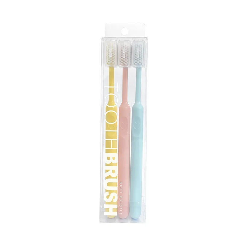 Cartoon Design 3Pcs Adult Toothbrush Set Safe Soft Nylon Bristles with PP Handle & Tongue Cleaner for Home Travel Use