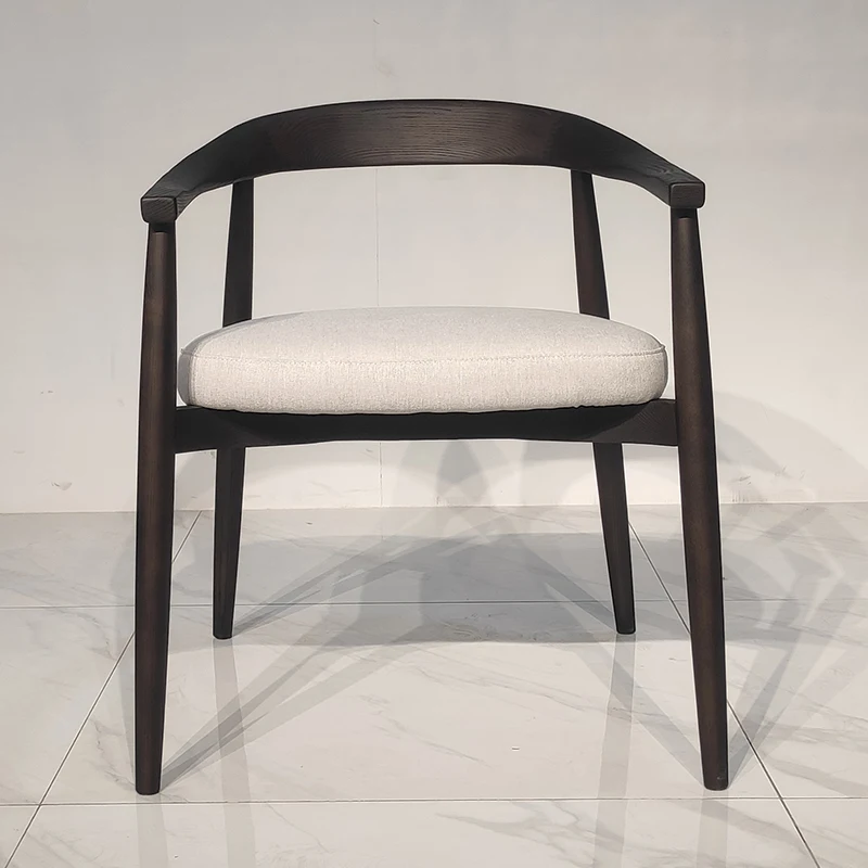Modern Nordic Scandinavian Style Black Solid Oak Wood Dining Chairs for Restaurant Dining Room