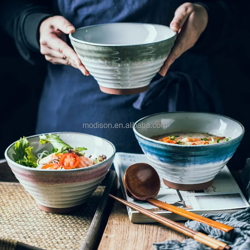 Factory Japanese Ramen Home Rice Noodle Deep Bowl Retro Porcelain Tableware