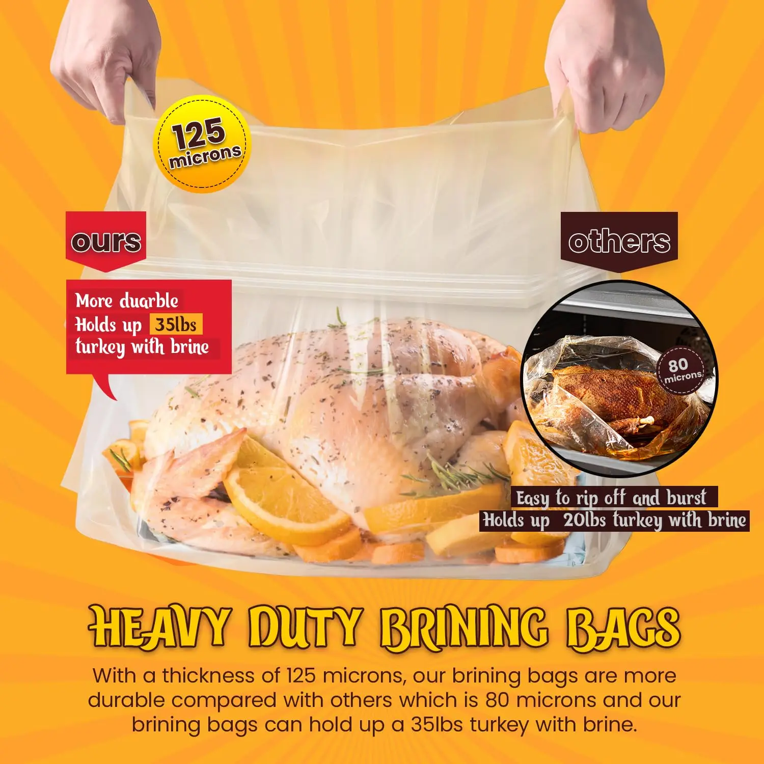 Brine Bags For Turkey Double Zipper Lock Thicker Brining Bags With 2