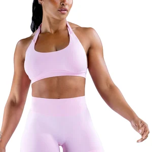 Women Active Wear Seamless Beautiful Back Gym Fitness Bras Seamless Impact Hater Neck Backless Bra