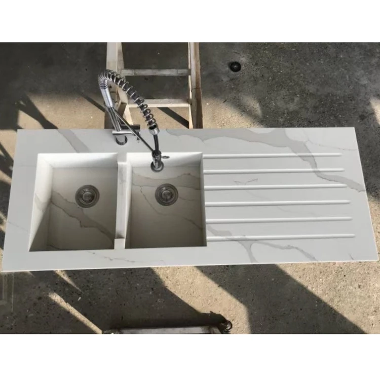 Solid Surface Kitchen Sink Quartz Stone Wash Basin Waste Used Hotel Marble Washing Basin Customized Design