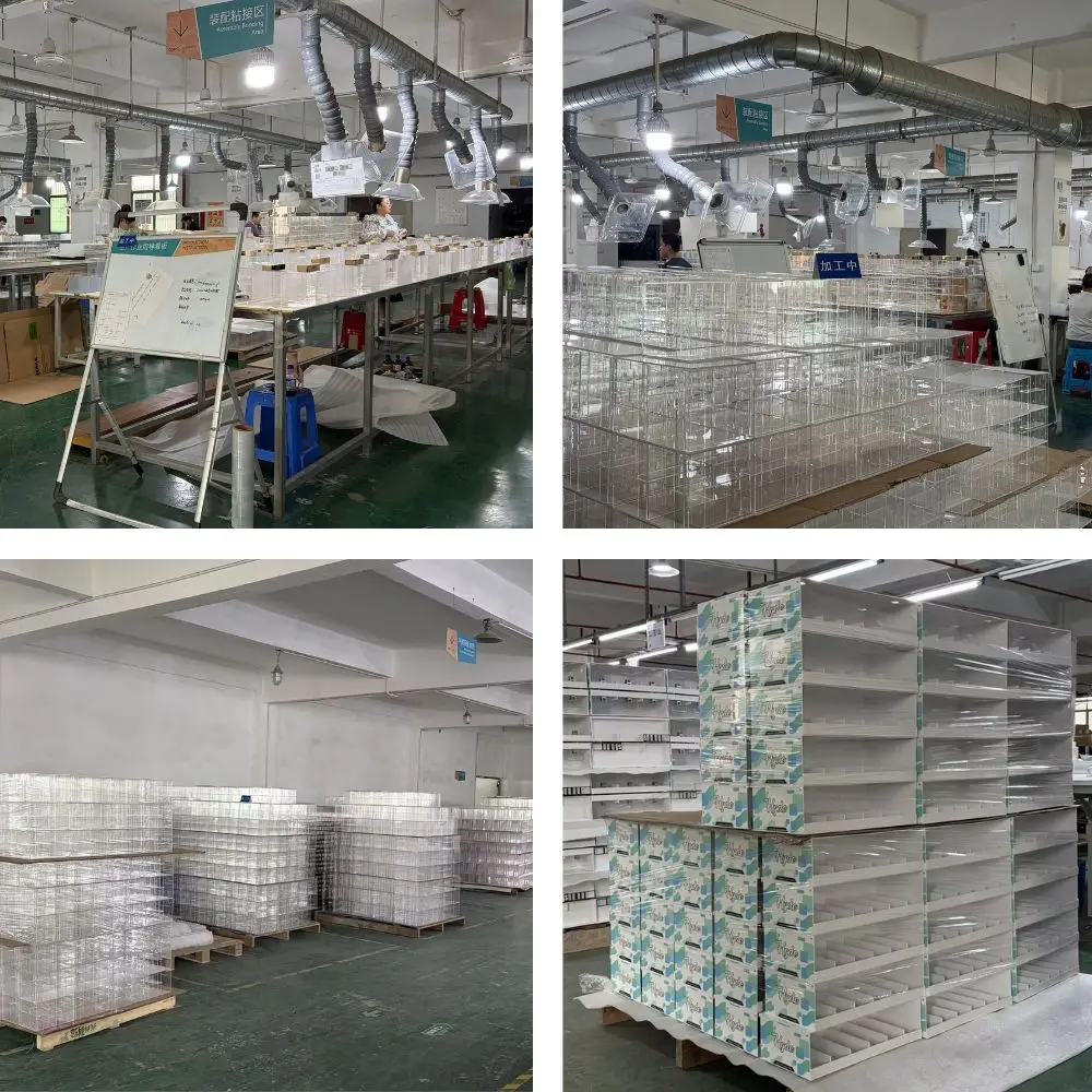 Mass Production Line and Assembly Bonding Area of Acrylic Cosmetic Display Stands