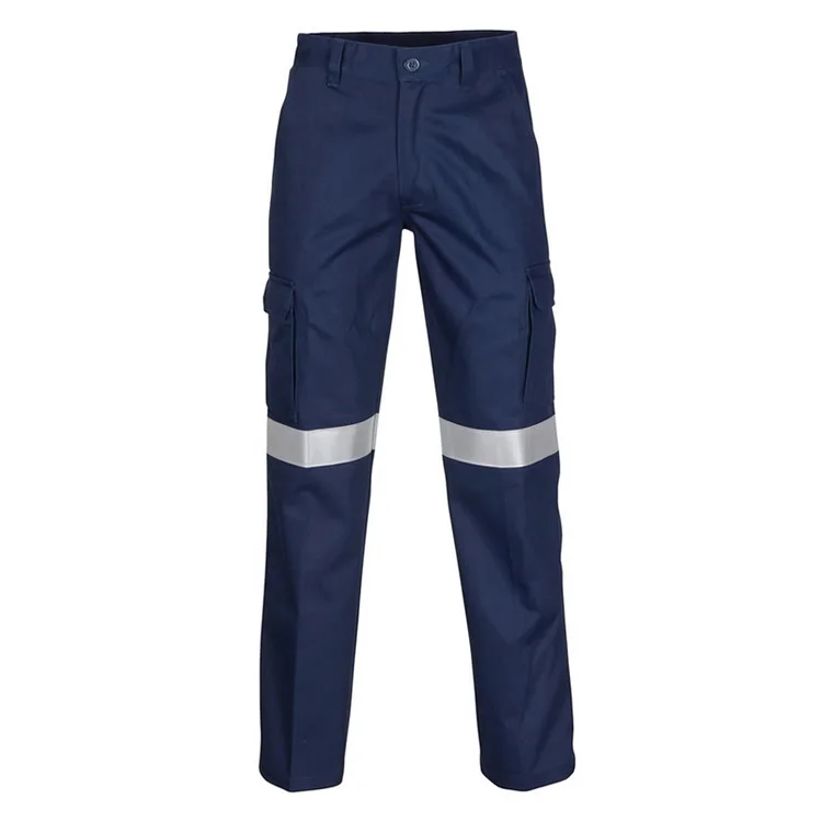 מכירה חמה 100% כותנה 6 Pockets Construction Reflective Safety Cargo Work Pants