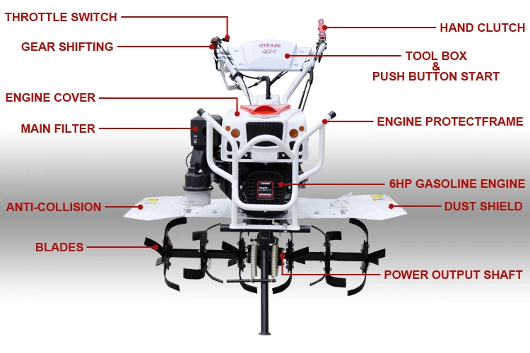 New Agricultural Machines Manual Tiller Cultivator Paddy Field Hilling