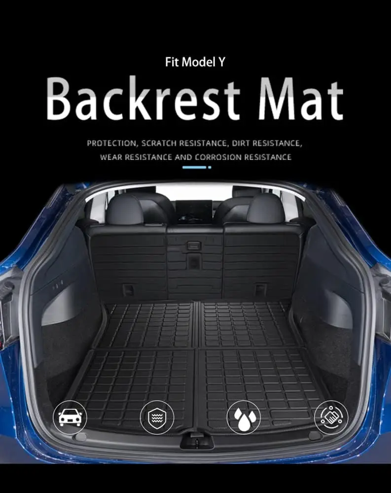 Fit Tesla Model Y Back Seat Protector Backrest Cover Trunk Mats Tpe