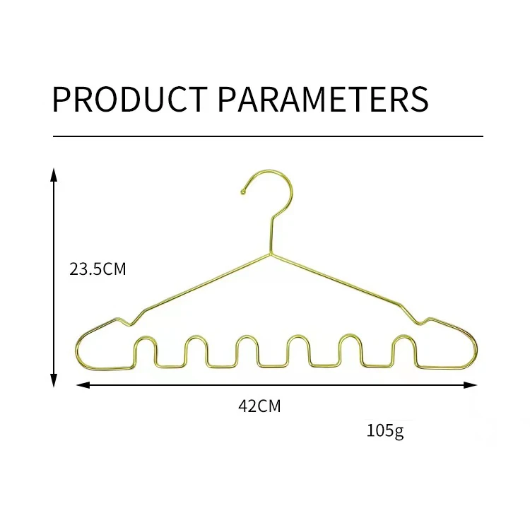 Wholesale Curved Metallic Design Luxury Glossy Skirt Female Cloth Hanger Coat Metal Wire Hanger