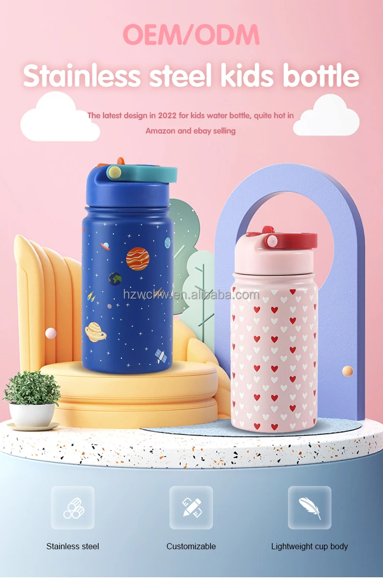 12oz Children Bpa Free Kids Drink School Cute Pattern Water Bottle ...