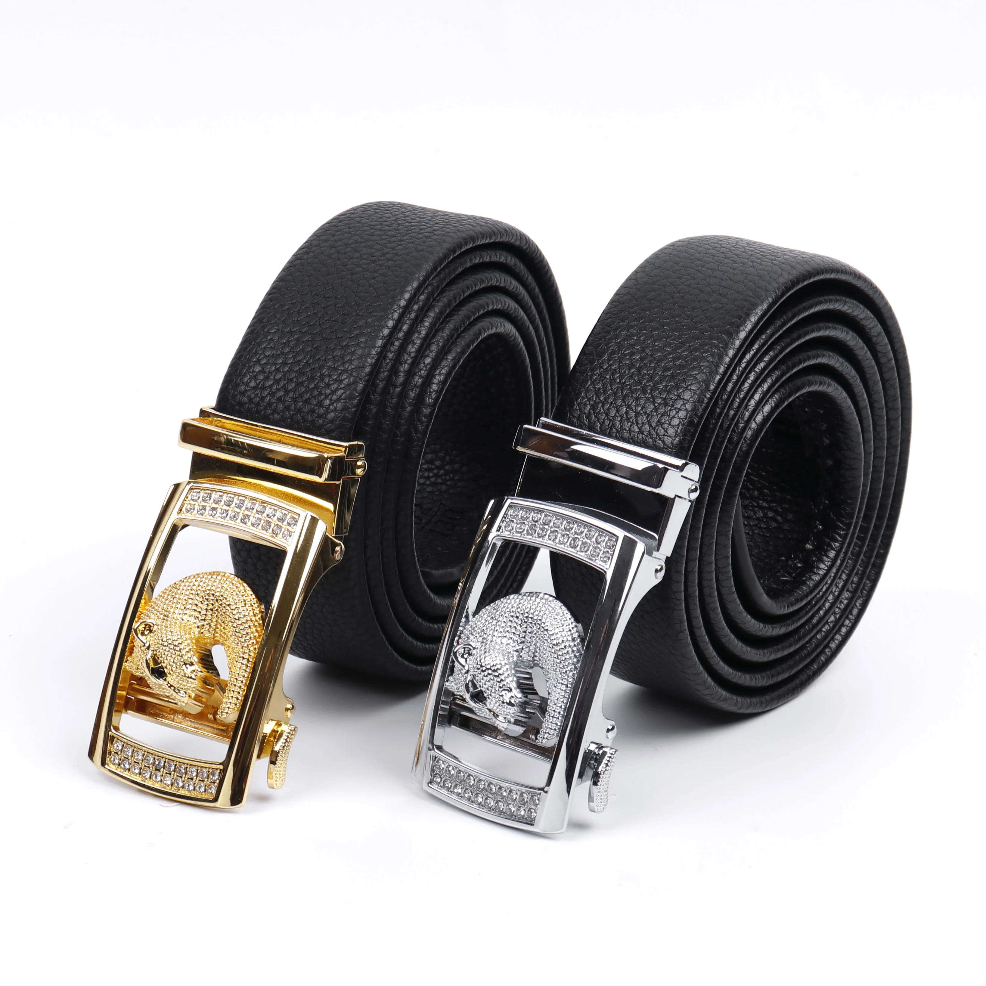 Leopard Automatic Buckle Cowhide Leather Belts for Men Designer