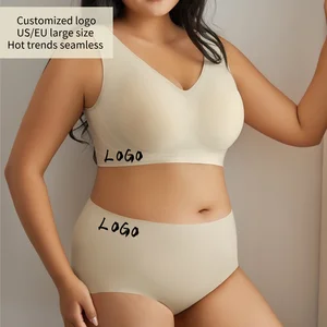 3xl 4xl 5xl New Big Breasts Supportive Bras Sets Beautiful Large Size Seamless Bra Mid Rise Briefs Fat Women Sexy Bra Panty Set