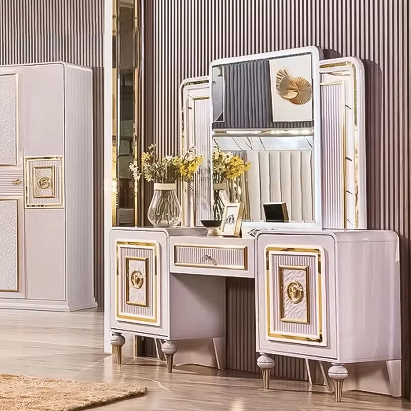 Luxury Wooden Dressing Table With Mirror and Drawers Sets Furniture Modern  Vanity Desk Makeup Dresser for Bedroom
