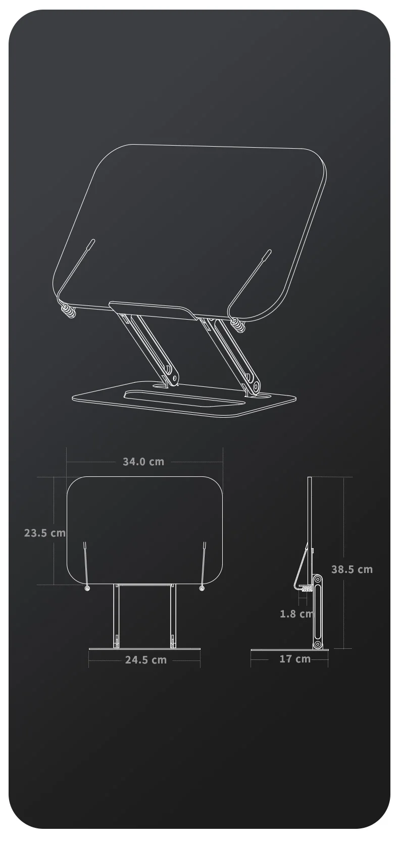 Boneruy Ergonomic Book Reading Stand Desktop Non Slip Folding Tablet ...