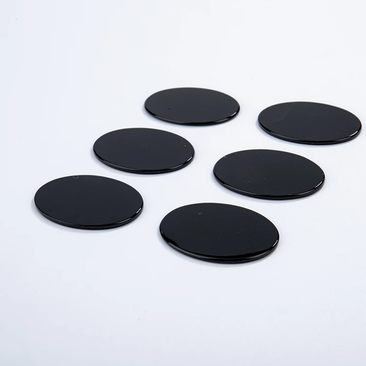 Factory sale multiple natural flat back slice oval black agate for men with natural black agate stones