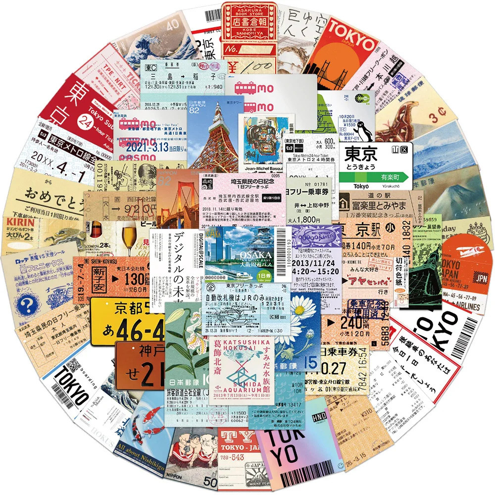 60PCS Japan Traveling Souvenir Vintage Tourism Postage Stamps