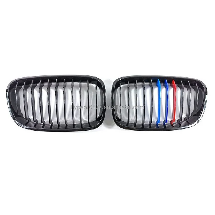 product tiypeor kidney grills abs gloss black carbon look three   color plated silver front grilles for bmw 1 series f20 2012   2014-4