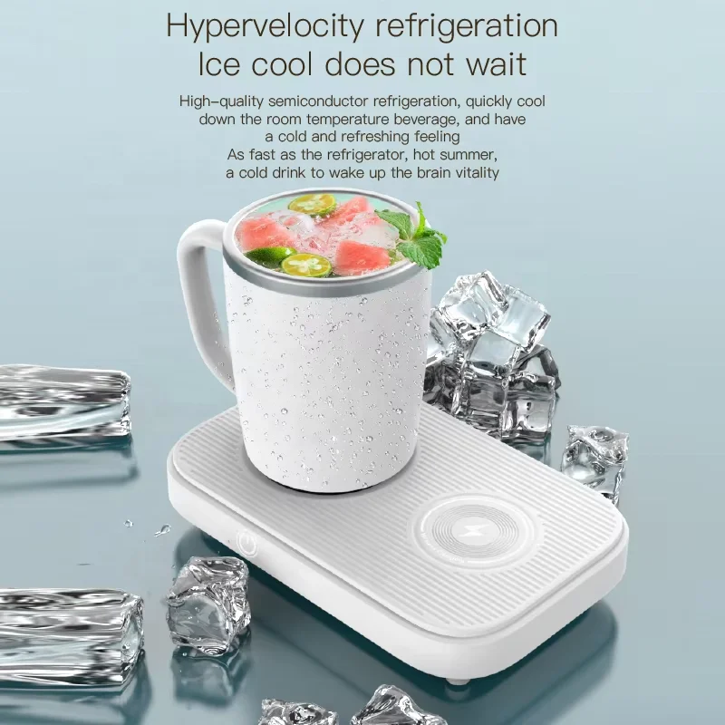 Black 3-in-1 Cup Heating Cooling Pad Smart Coffee Warmer/Chiller with 15W Wireless Phone Charger for Home Work 3