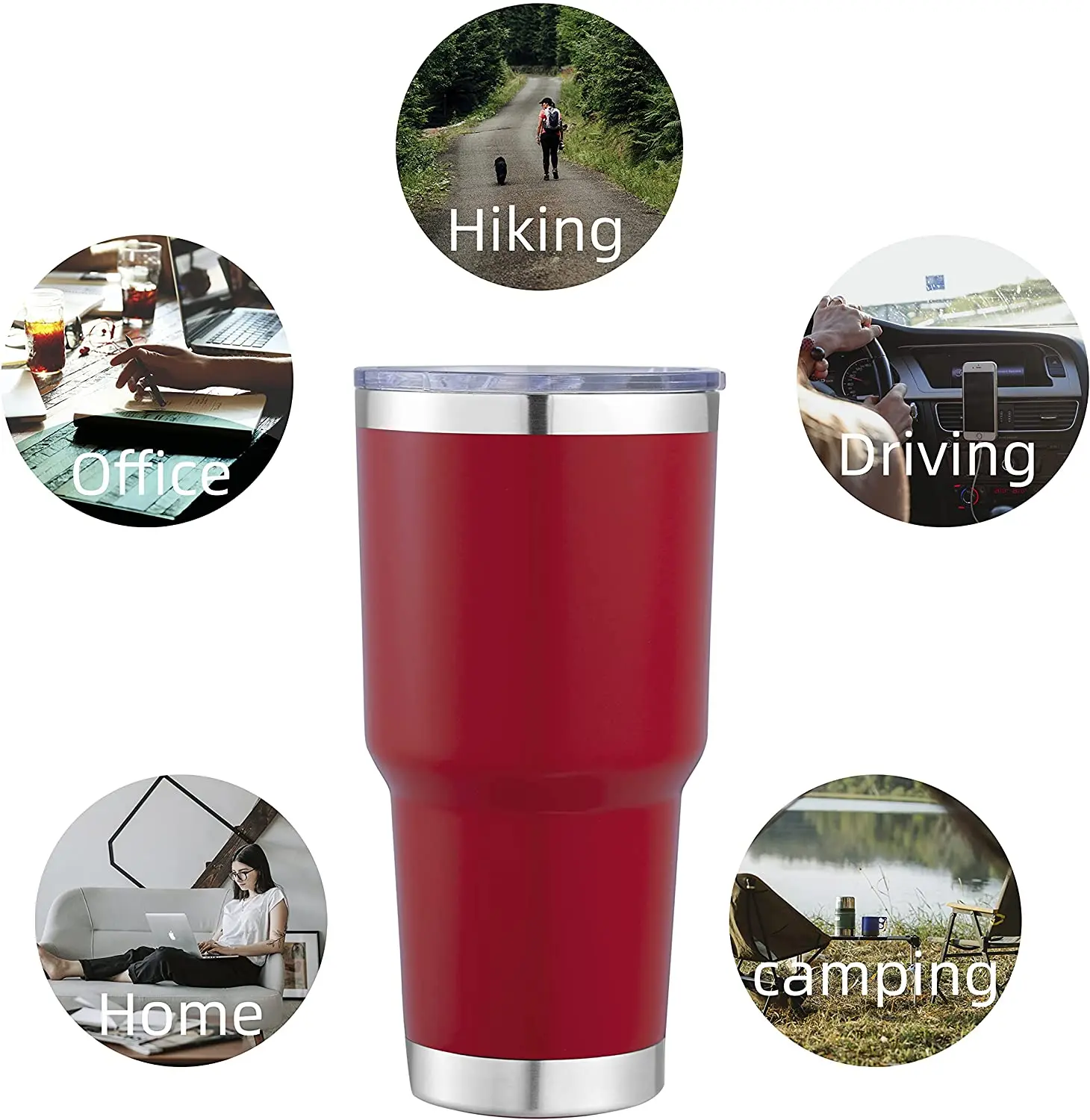 Atlin Tumbler Travel Mug with Crystal Clear Lid & Straw