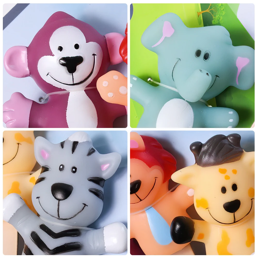 Pretend Play Cute Cartoon Soft Plastic Toy Vinyl Animal Hand Finger Puppet Set for