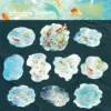 Des vagues ondulantes et des poissons bondissants bleus