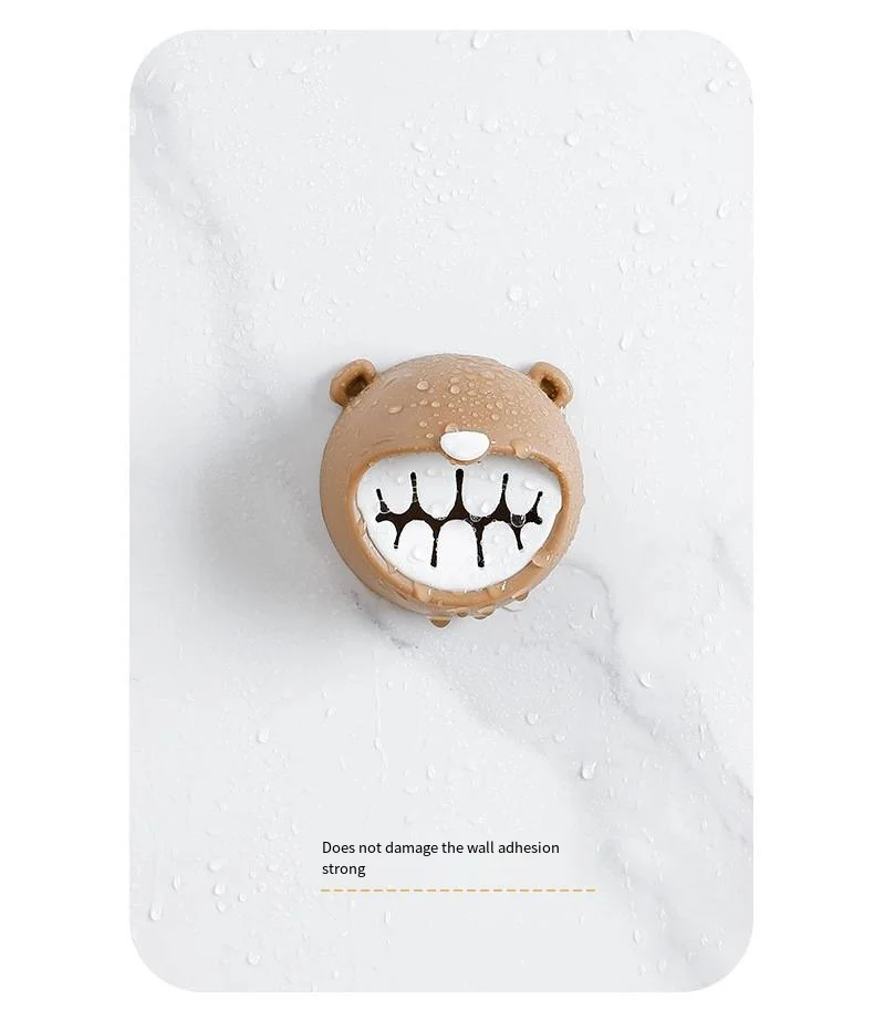 Kitchen punch free cartoon rag towel plug bathroom wall hanging face towel storage rack wall bear towel hook supplier