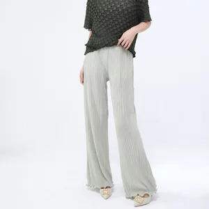 2025 New Women's Casual Pleated  Pants Western Style Pleated Fashionable Loose Stretch Elastic Waist Trousers for Summer