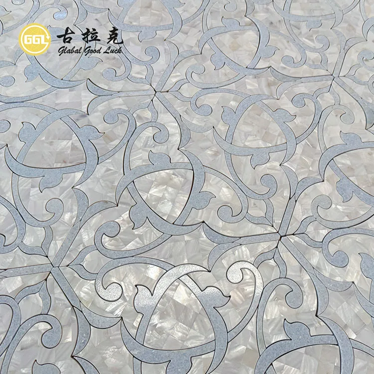 Century White Marble Mix Shell Mosaic Tile Wall Floor Kitchen Backsplash Tile Mosaic for Bathrooms