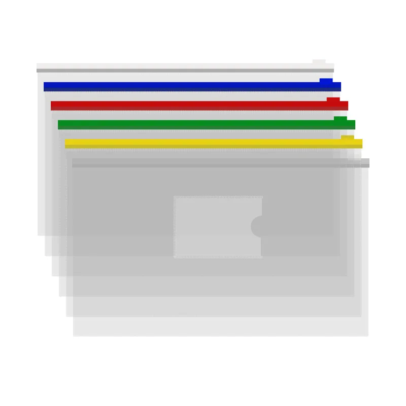 YoeeJob 10 PCS Translucent Poly Envelopes with Colored Zipper Closure,1 Inch Gusset Plastic Zip File Document Folder US Letter Size,Assorted 