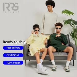 Roregal 2026 Spring Solid Color 100% Cotton Long Sleeve Oversized T-Shirt Round Neck Casual Couple Matching Tee