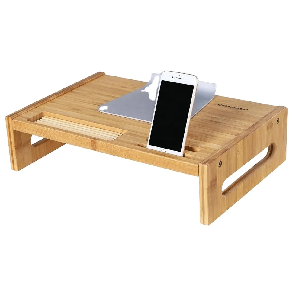 Bamboo Monitor Stand Desk Organizer