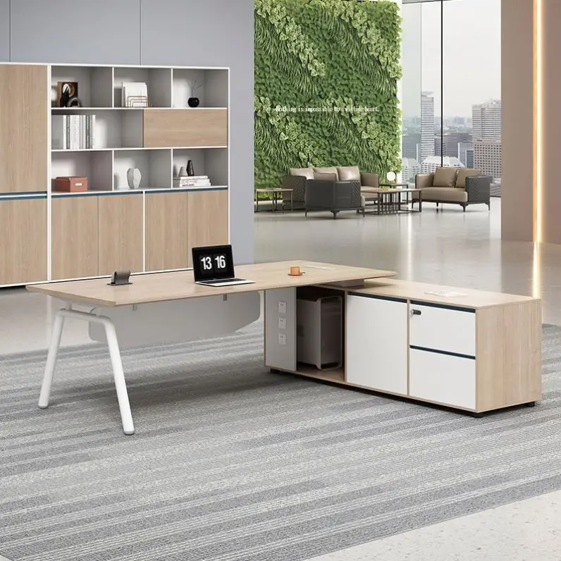 Corner Computer Desk Simple Modern Steel Wood Office Desk