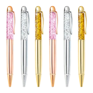 New Custom Logo 1.0mm Nib Rococo Style Business Advertising Sports Pen Glittering Liquid Metal Ballpoint Pen Gift