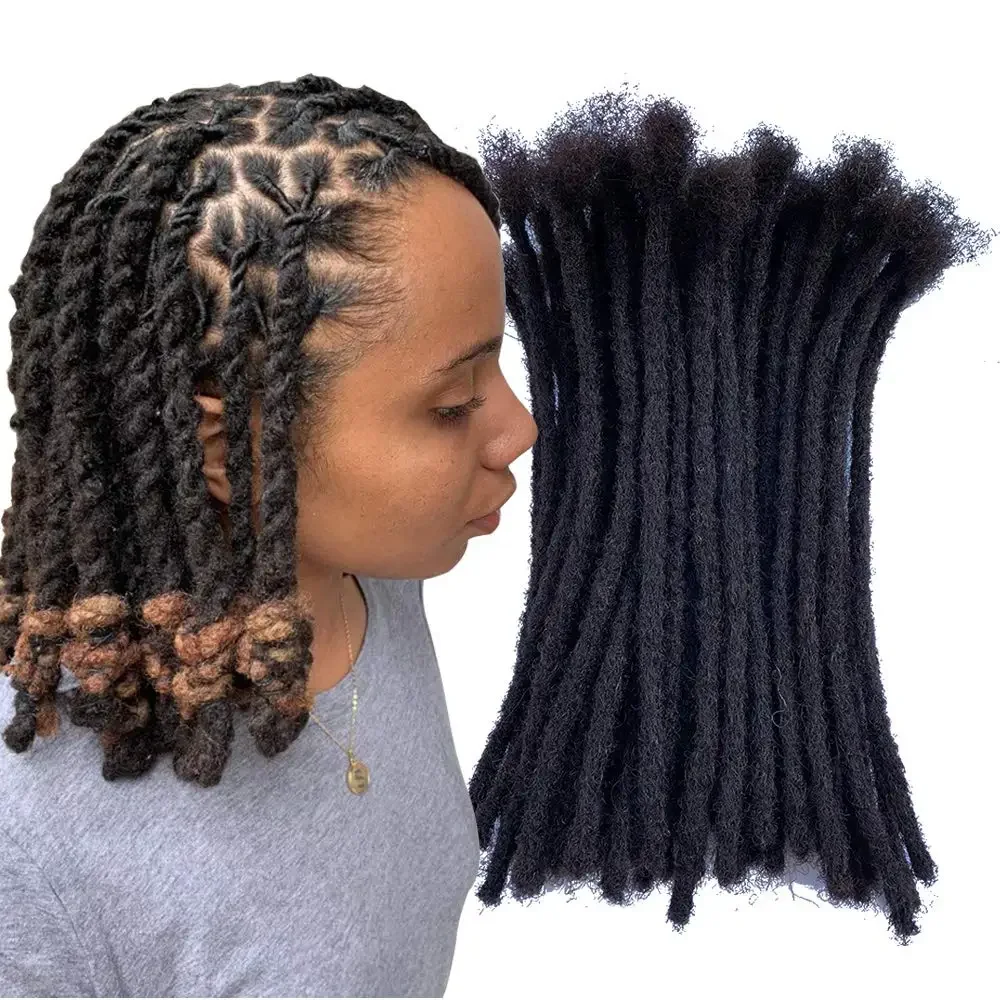 Dreadlock-Extensions aus mënschlechem Hoer, handgemaach, Full Loc Extensions fir Männer a Fraen, 4-18 Zoll_voghion.com