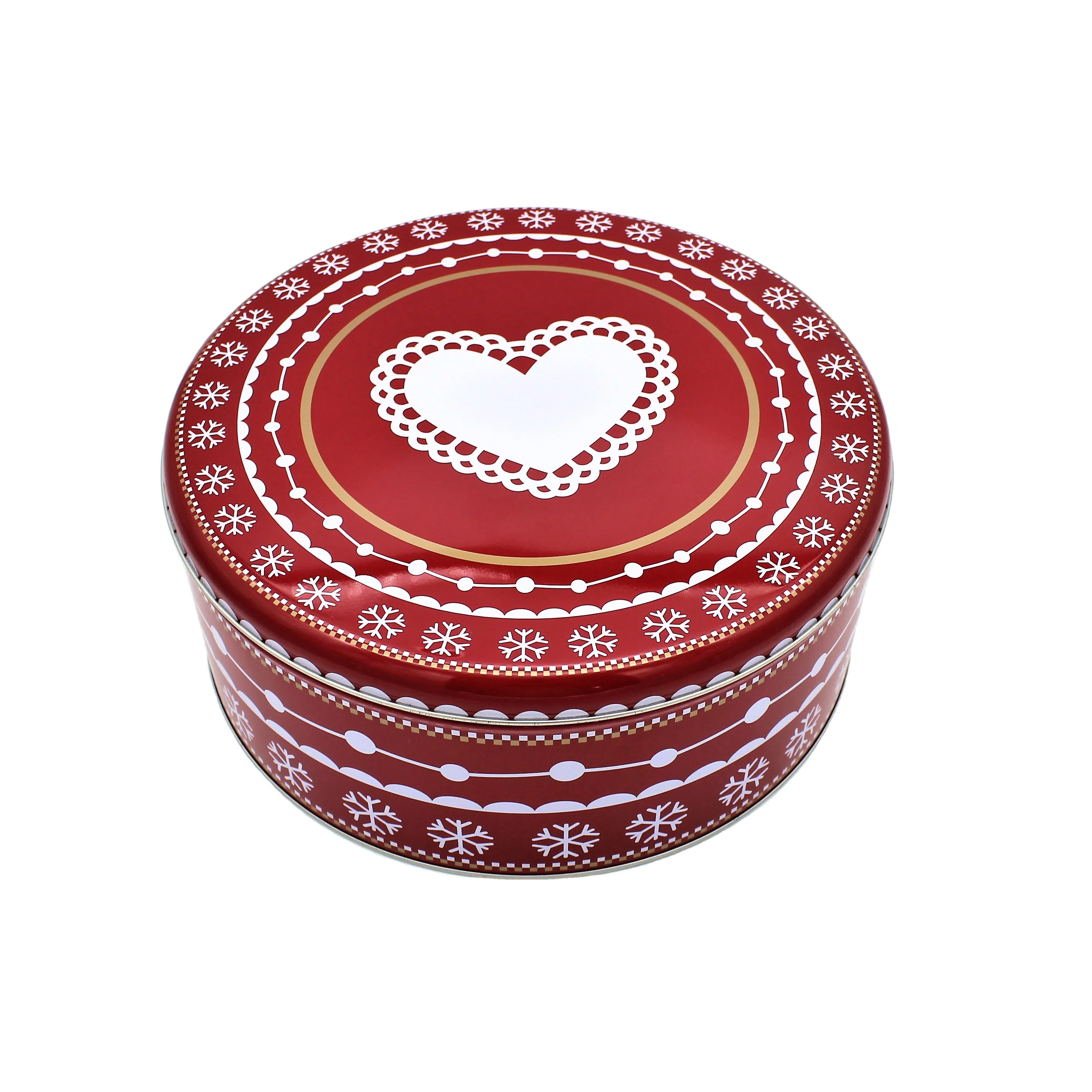 Round Shaped Christmas Tea Cans Metal Chocolate Tin Box For Gift Cookie Cake