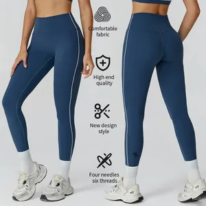 Custom Nylon/Spandex High Quality Women's Gym Fitness Scrunch Butt Lift Yoga Leggings V Shapet High Waist Workout Push Four-Way