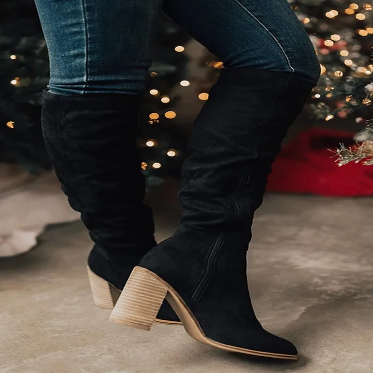 Botas De Estilo Vaquero Para Mujer,Botines Hasta La Rodilla Con Tacón  Grueso Y Punta Estrecha,Calzado Punk Y Gótico Británico Para Caminar A  Diario - Buy ,Más Elegante Zapatos De Tacones Altos,Precio Bajo