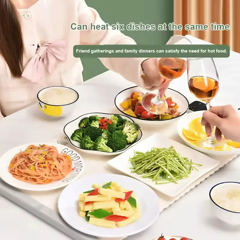 Vassoio Riscaldante Elettrico In Silicone - 5 Temperature E 6 Timer, Pieghevole (Grigio Scuro) - Foto 8