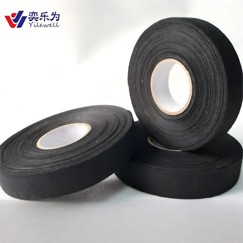 Black Automotive Masking Insulation Tape Fleece Fabric Flannel Heat-resistant Single Sided 0.3mm Thickness 10m Cycle Length