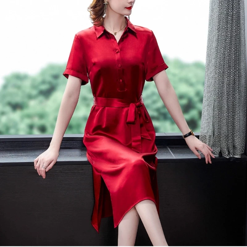 Plus Size Loose Robe Lapel Short Sleeve 
