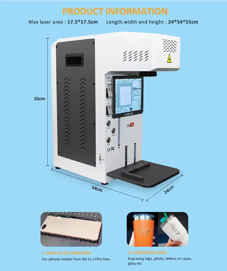 2024 Newest Mini Automatic for iPhone 8 X 13 14 15 Promax Repair Broken Back Glass Removal Laser Cutting Machine
