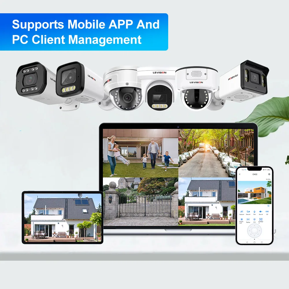 LS VISION IP 2MP 5MP 8MP 4K Full Color Bullet Dome POE IP Security CCTV Camera with NVR DVR PTZ Network Security Camera