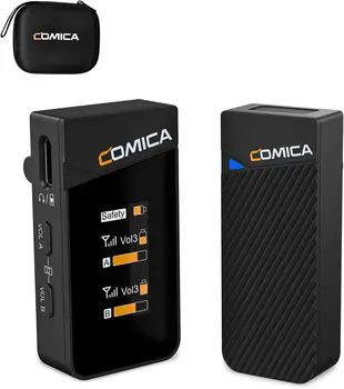 Comica Vimo C1 Wireless Lavalier Microphone, Mini Lapel Mic with Noise Cancellation,Safety Mode,Wireless Microphone for iPhone