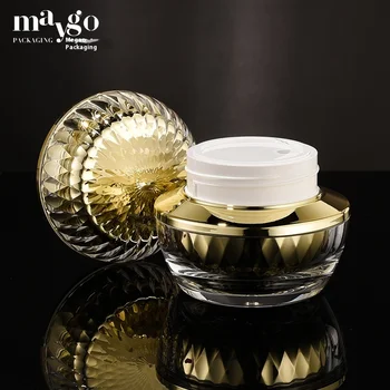 Golden 50g Cream Acrylic Bottle Spot round Cosmetic Packaging for Face Cream Skin Care Face  Eye Cream Empty