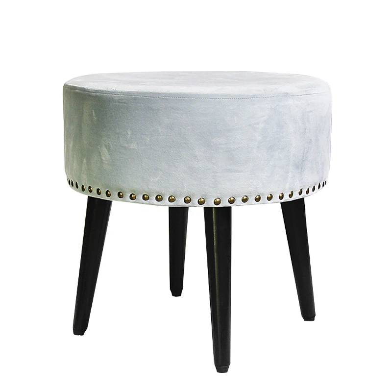 HStex Custom Furniture Bedroom Decor Round Velvet Chair Storage Ottoman Beauty Stool with Legs and Coffee Table