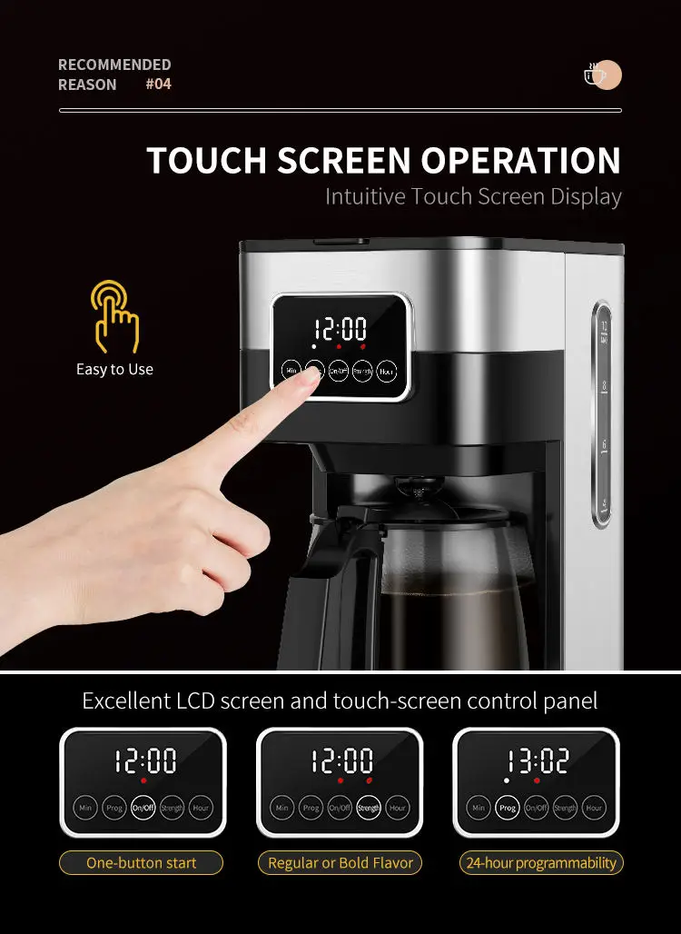1.5L Programmable Drip Coffee Maker - Auto Shutoff, Stainless Steel ...