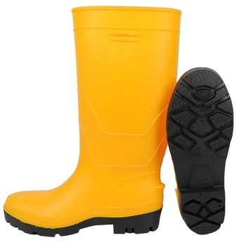 Factory steel toe pvc rain boots low price spot straight hair