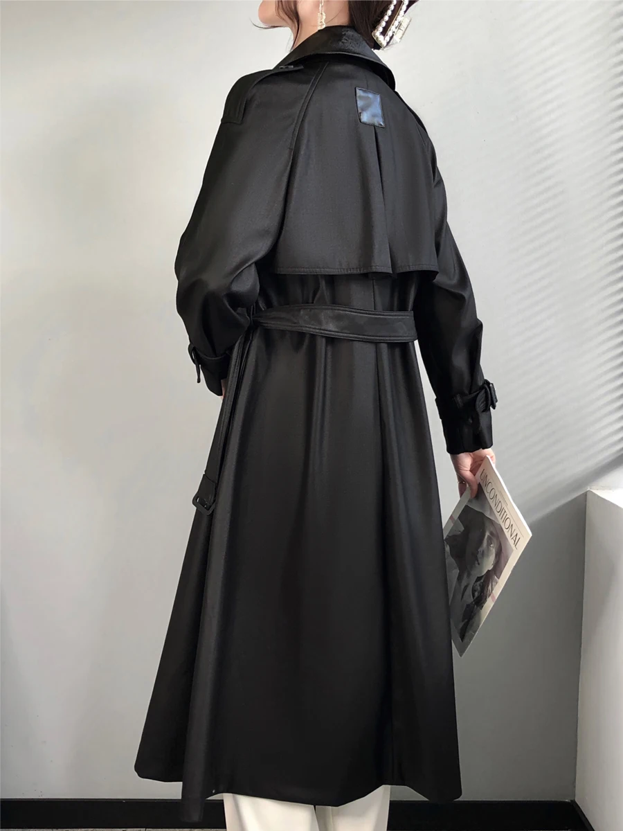 France Luxury Customized Ladies Spring Autumn Windbreaker Long Trench Jackets Coat Women