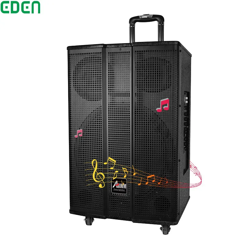 15 Inch Professional Speaker DJ Karaoke Speaker Sound Box Wireless BluetoothWooden Trolley Speaker With MIC
